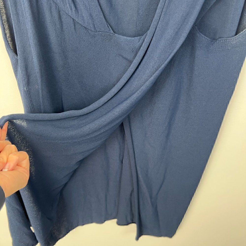 𝅺NWOT Crea concept, asymmetrical opening shirt, dark blue, size 38 - Picture 5 of 9